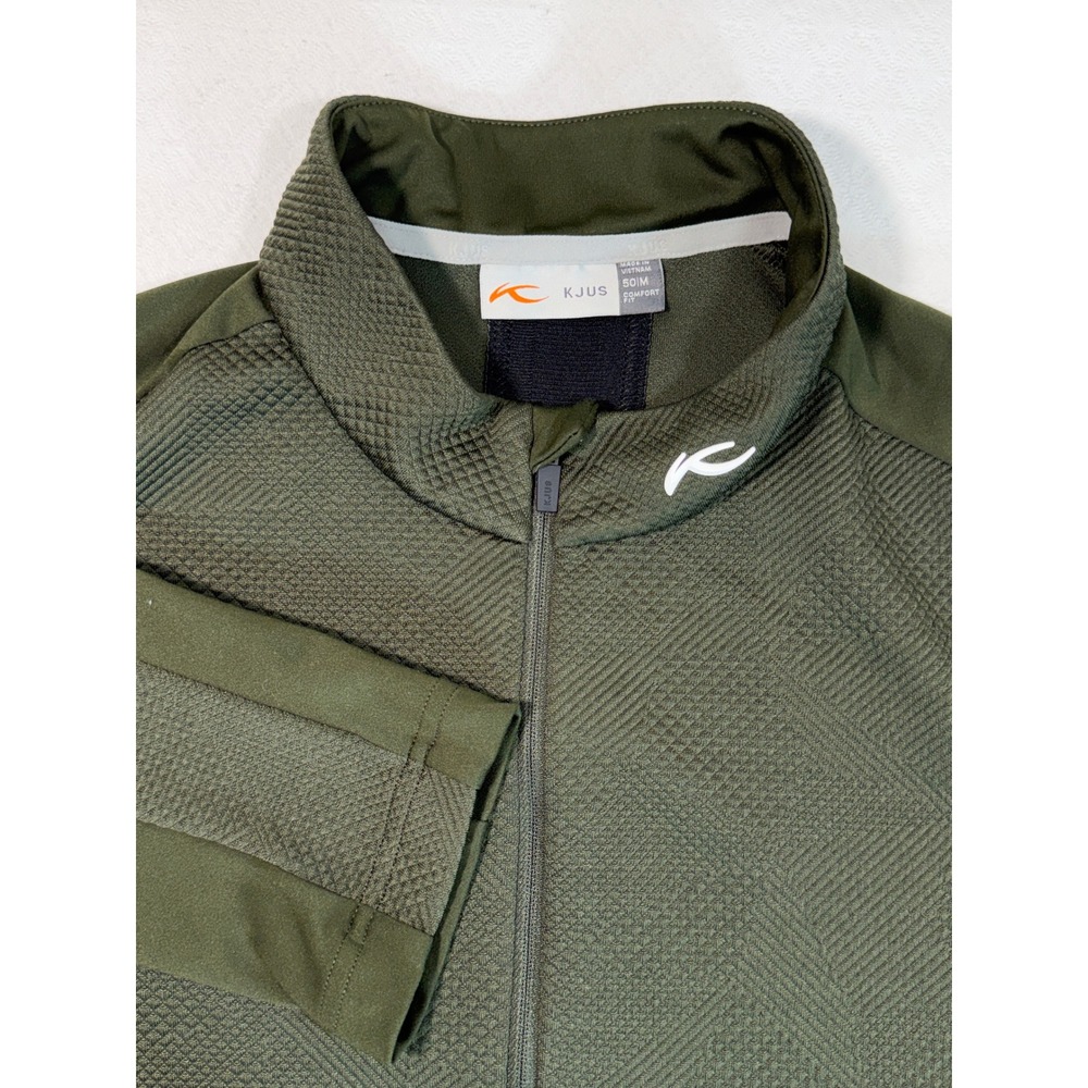 KJUS Pullover Mens M MG25-J01 Delian Half-Zip Olive Green Textured EUC